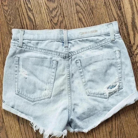 CarMar jean shorts 100% cotton destressed floral womens size 27 - Picture 5 of 8